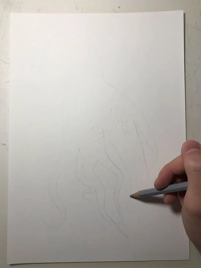 عملية خطوة بخطوة لرسم أخطبوط واقعي